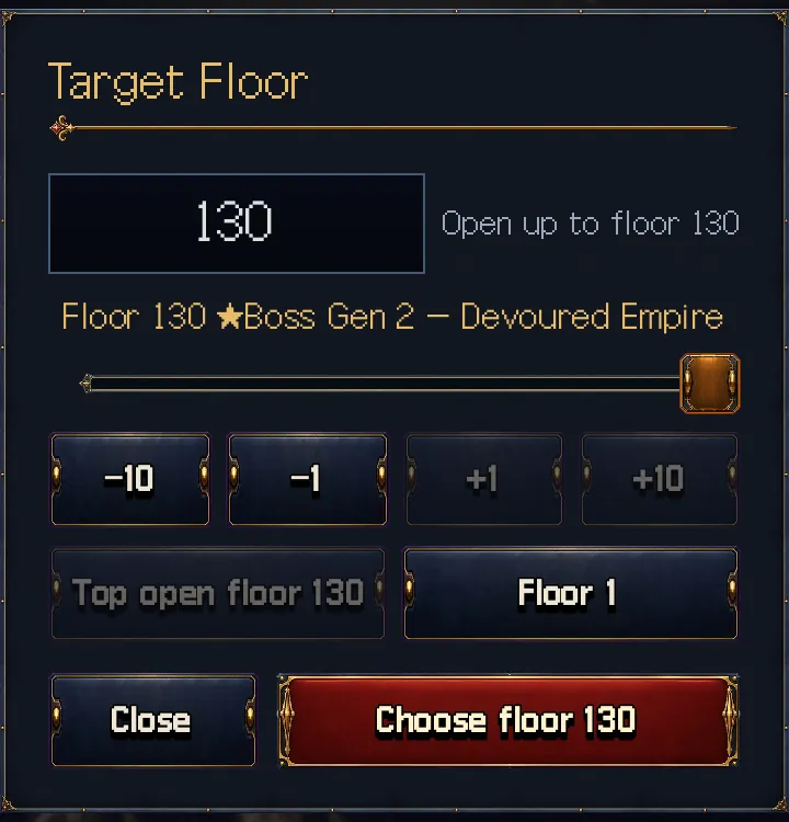 Game screen: Picking the target floor
