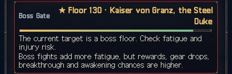 Game screen: The boss gate card on the setup screen