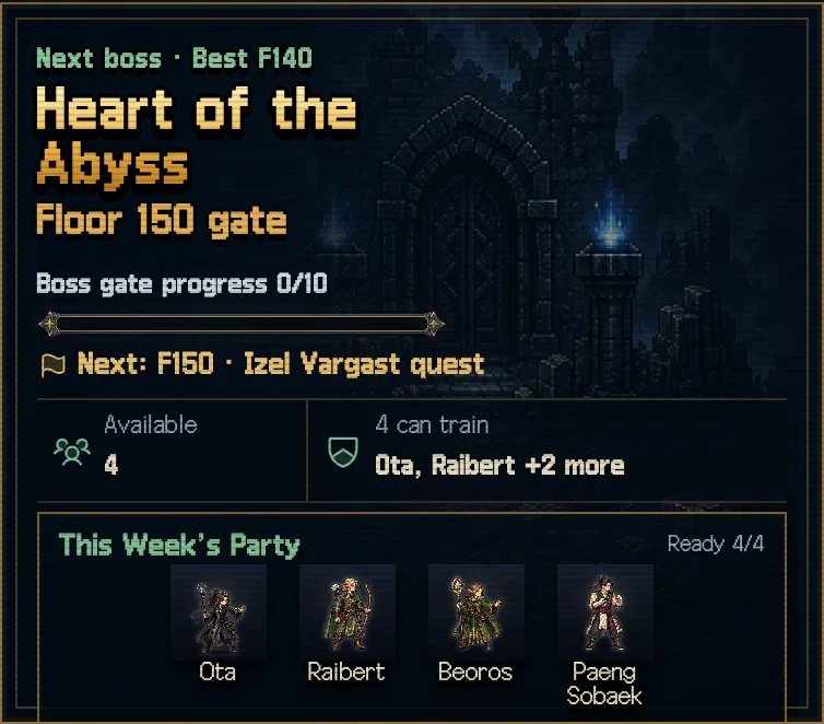 The "Next unlock" line under the boss goal