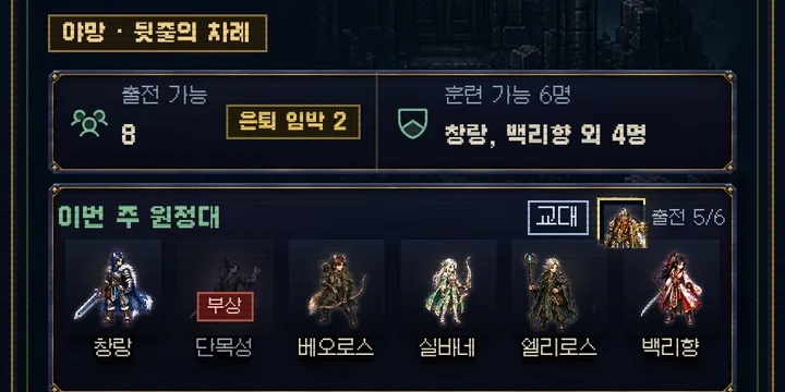 거점 명단 카드의 은퇴 임박 칩