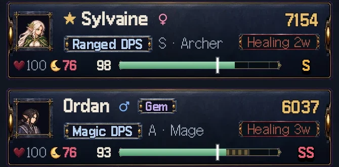 Party cards and the roster always show morale and fatigue